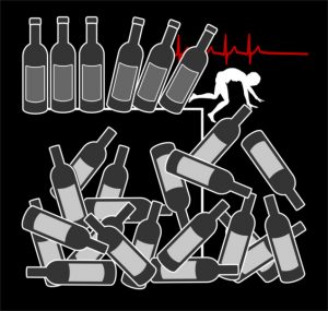 Koncepcja znaku i ostrzeżenie, że nadmierne spożywanie alkoholu prowadzi do śmierci
