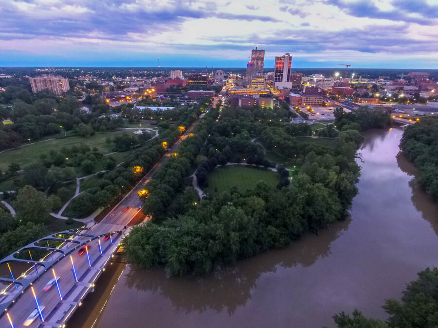 Downtown with river