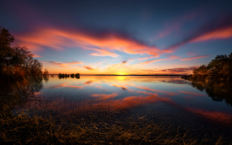 Benbrook Lake Fall Sunset in Rural Texas