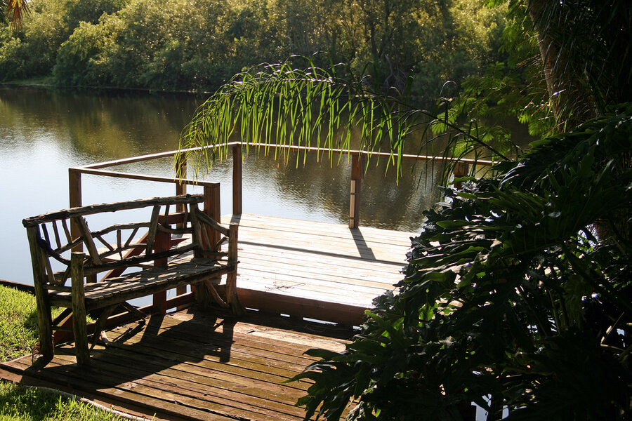 Boat dock on lake in Florida