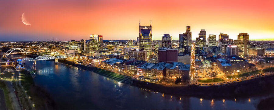 Nashville skyline with moon