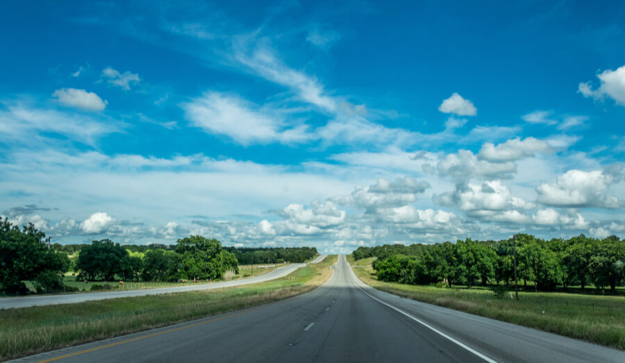 Rural road in Texas, USA