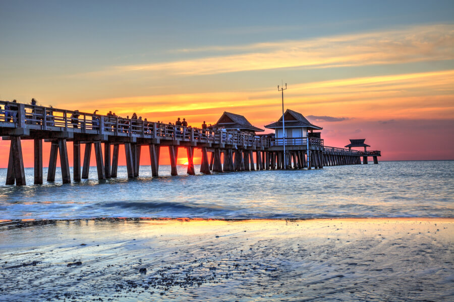 sunset in Naples, Florida, USA