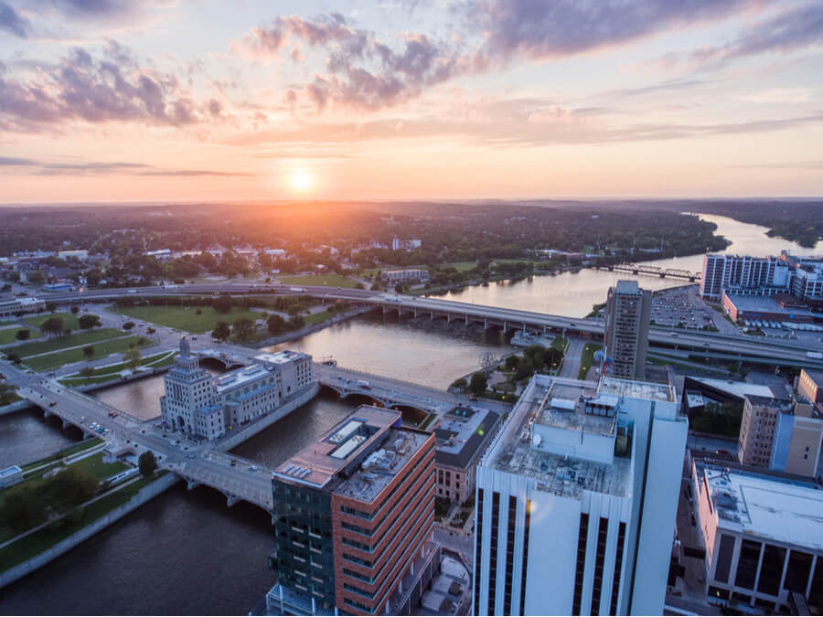 Cedar Rapids Skyline Sunset