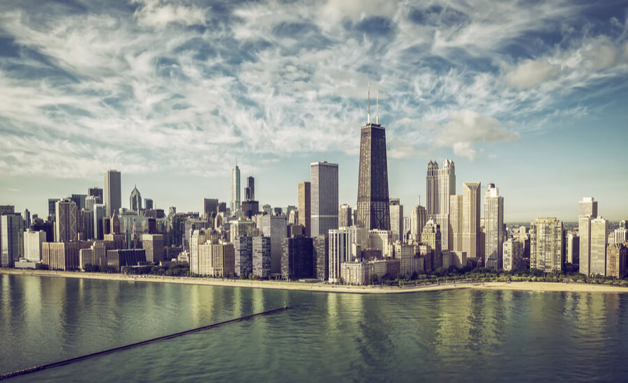 Chicago Skyline aerial view