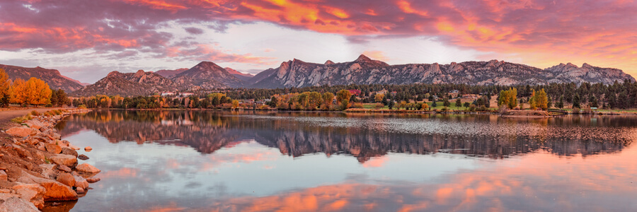 Fiery Sunrise and Alpenglow over Estes Park