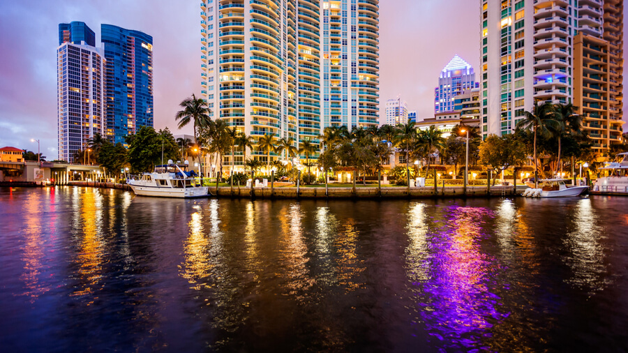 Fort Lauderdale skyline at night