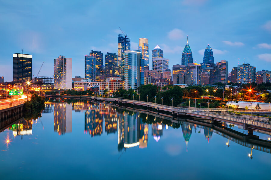 Philadelphia skyline at night