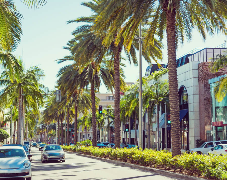 Rodeo drive on a sunny day