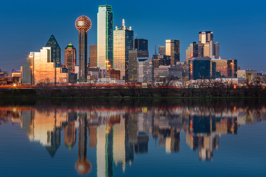 Dallas skyline reflected in Trinity River