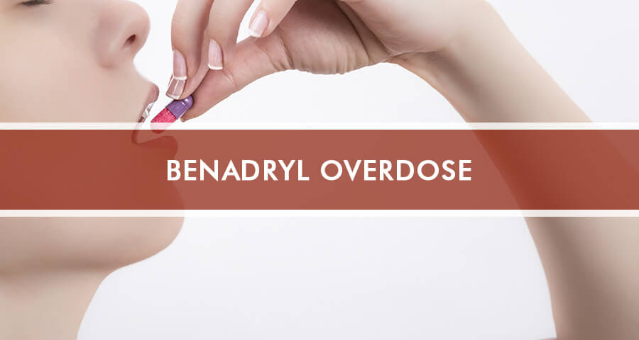 Woman is taking Benadryl capsule