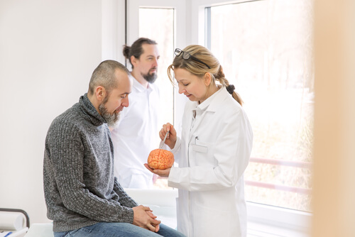 doctor explaining bupropion moa to a male patient