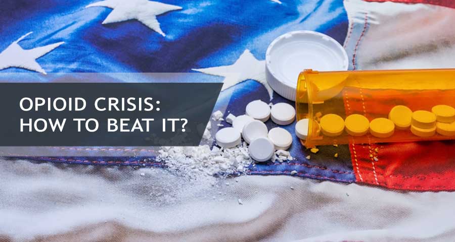 Opioid pills on American flag