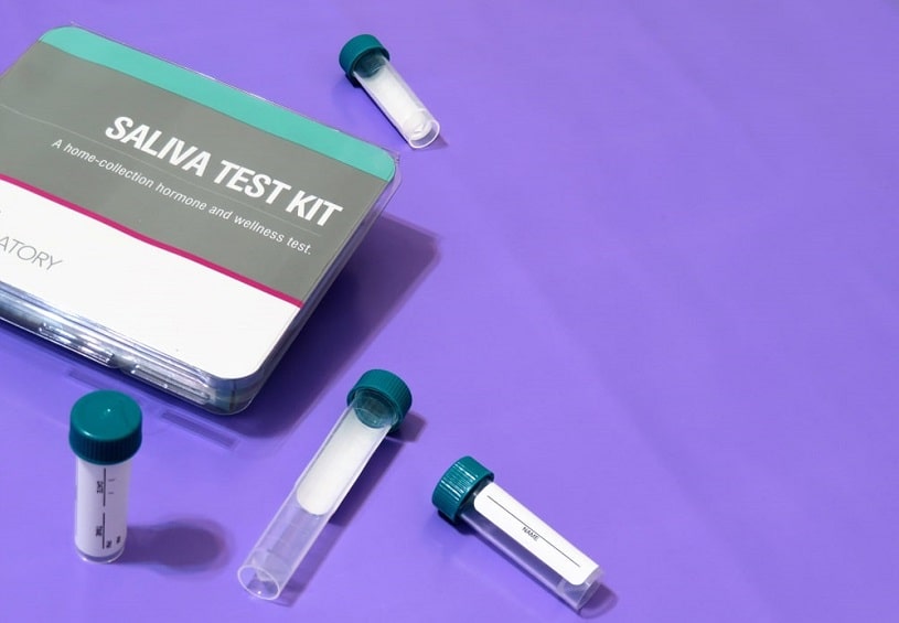 saliva test kit ready to be used.