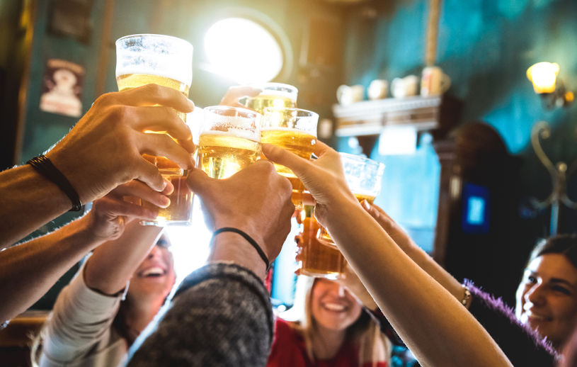 Group of friends drinking beer.