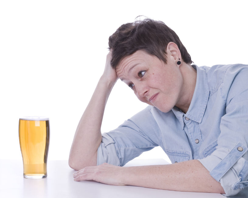 A woman is experiencing alcohol cravings.