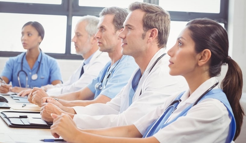 Doctors listening attentively at a Probuphine training.