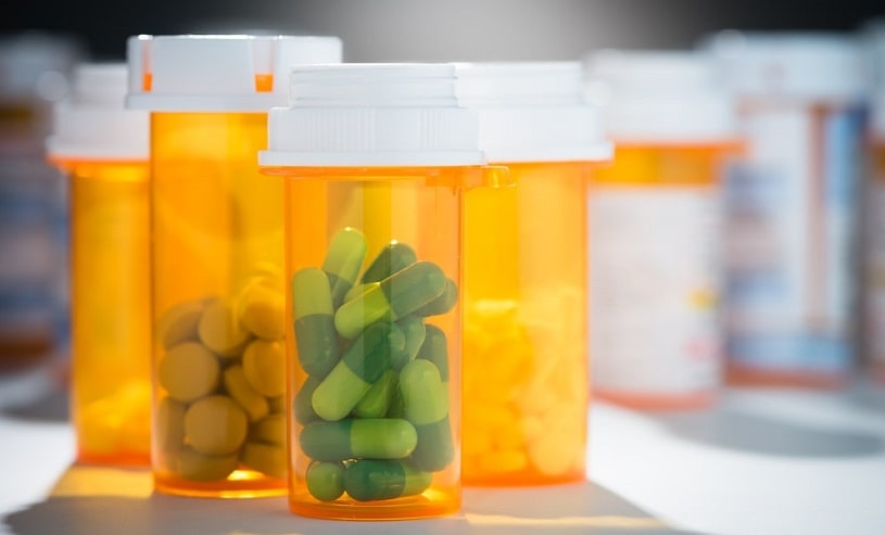 Bottles of different prescription pills.