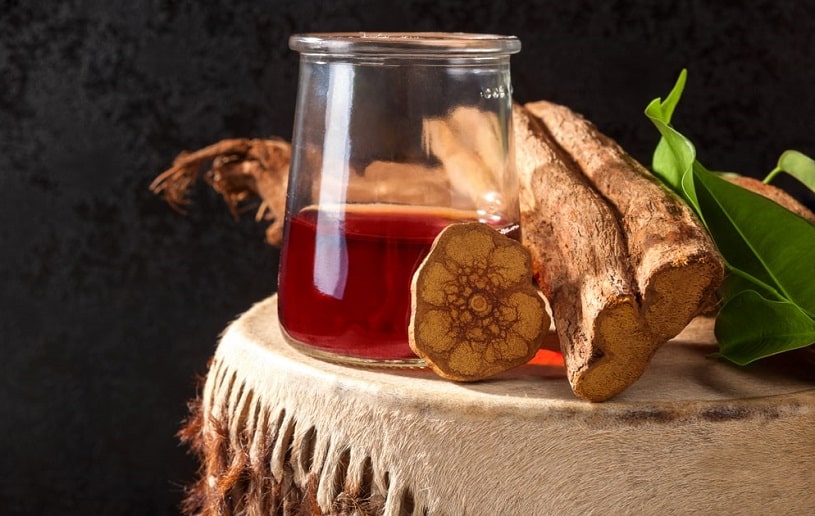 Ayahuasca brew on the table.