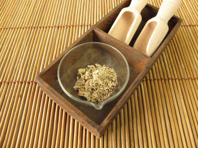 Blended kava roots in the bowl.