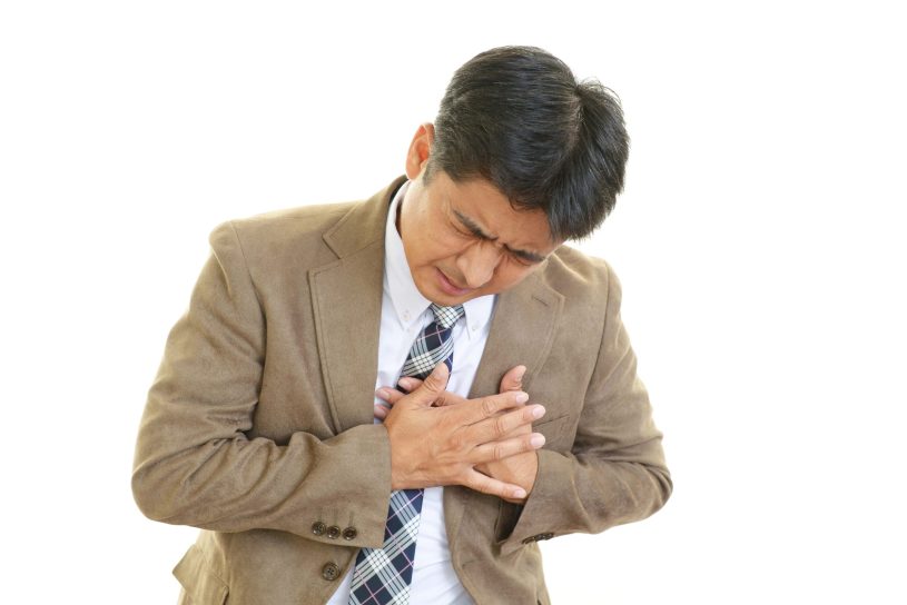 Man is suffering from chest pain