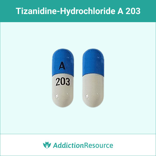 tizanidine-hydrochloride Blue and white A 203 capsule