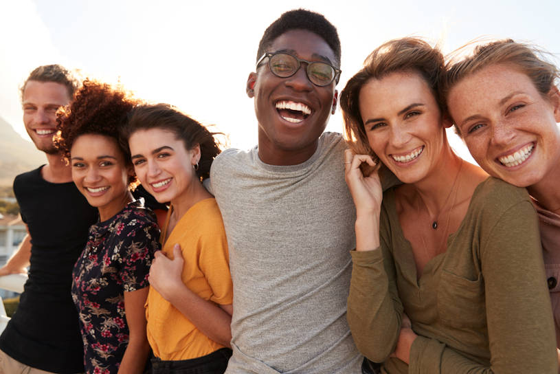 Smiling Young Friends together.