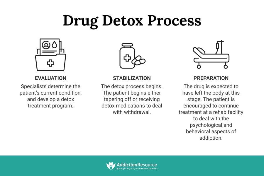 Drug detox process infographics.