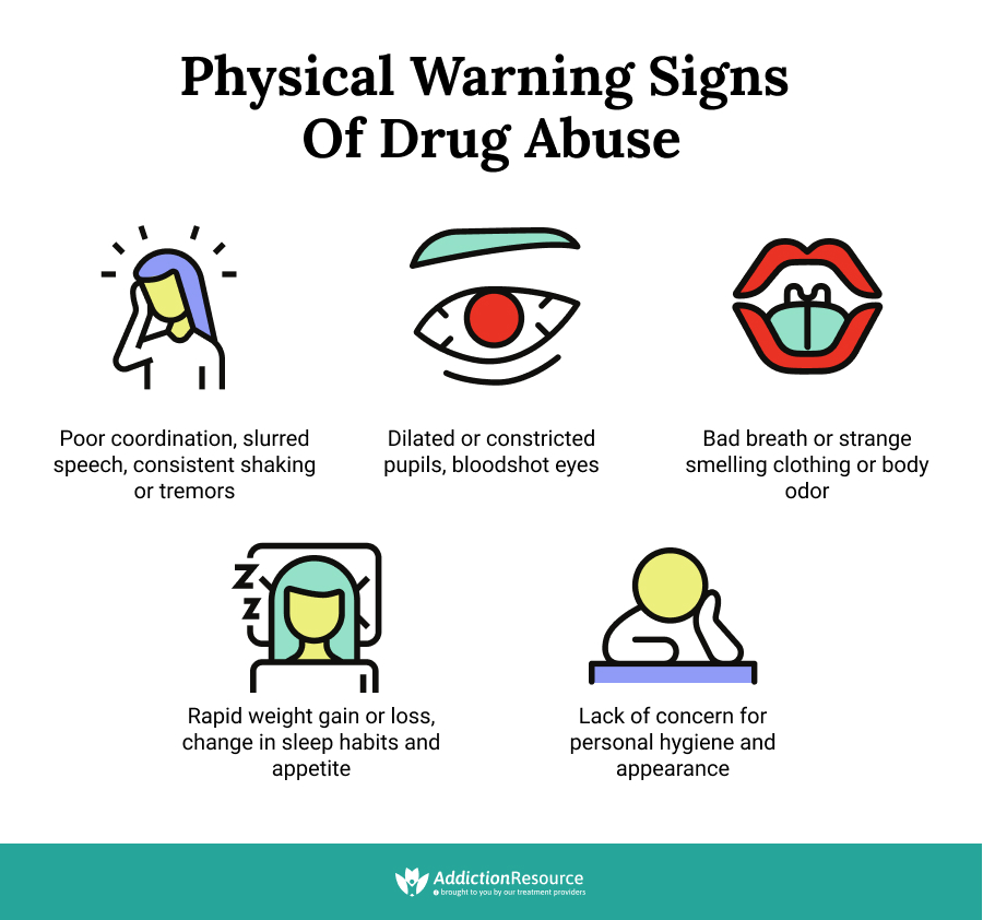 Signs of drug abuse.