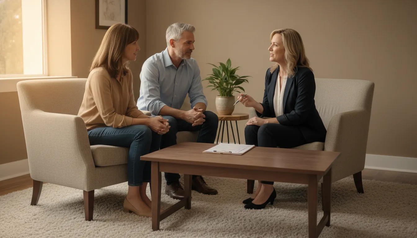 Counselor discussing dual diagnosis treatment questions