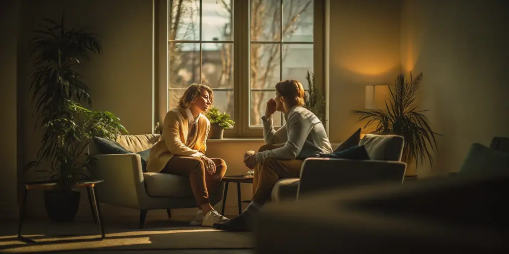 Healthcare professional speaking with a patient in a recovery center about opioid addiction treatment options