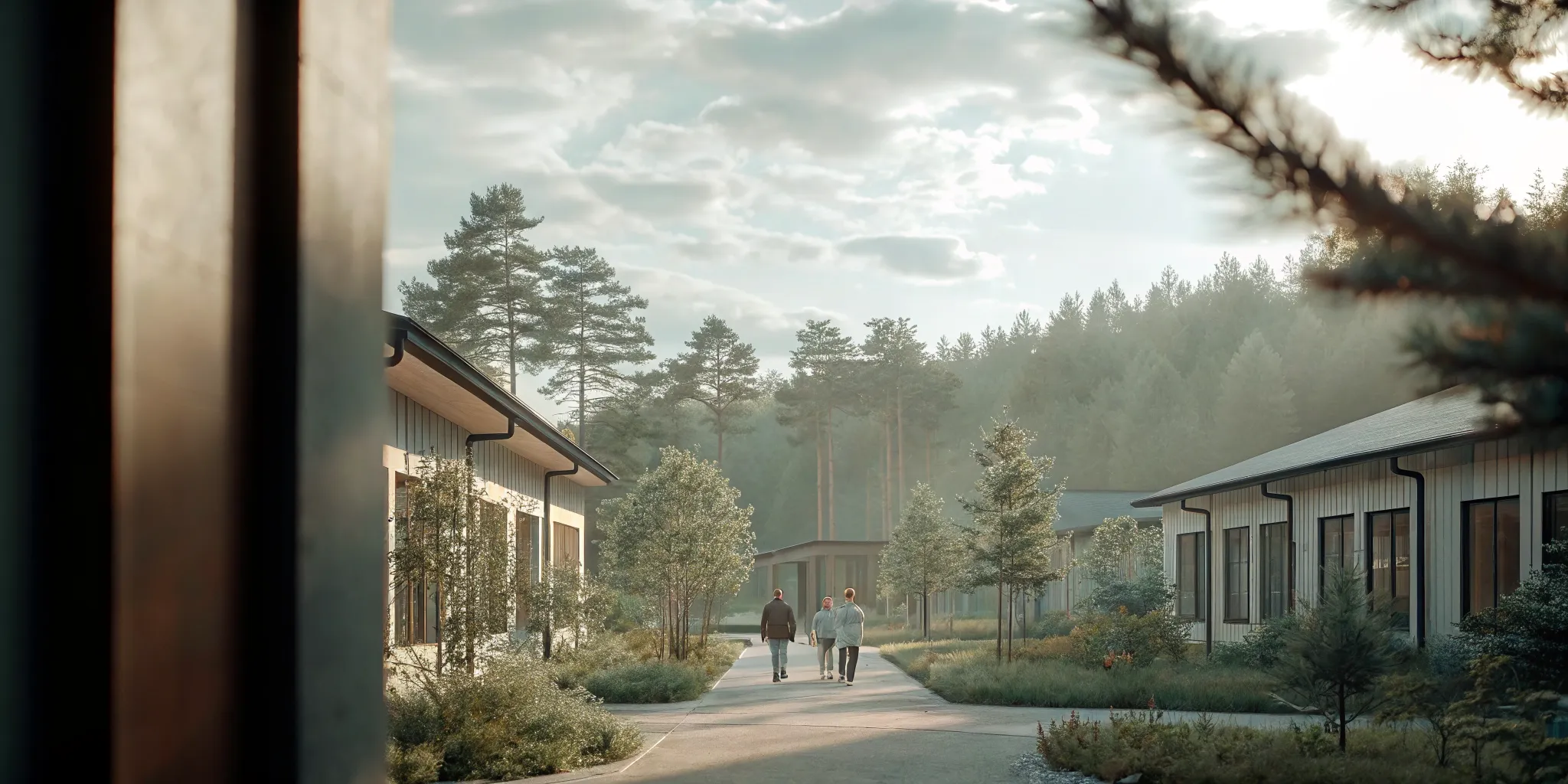 A peaceful private drug rehab center nestled in a quiet wooded setting.