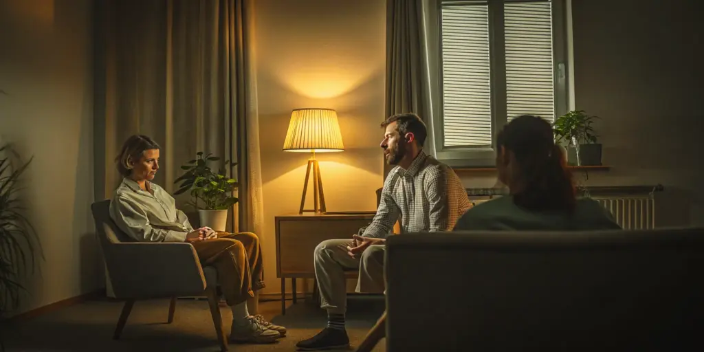 Veteran speaking with a counselor about rehab for veterans