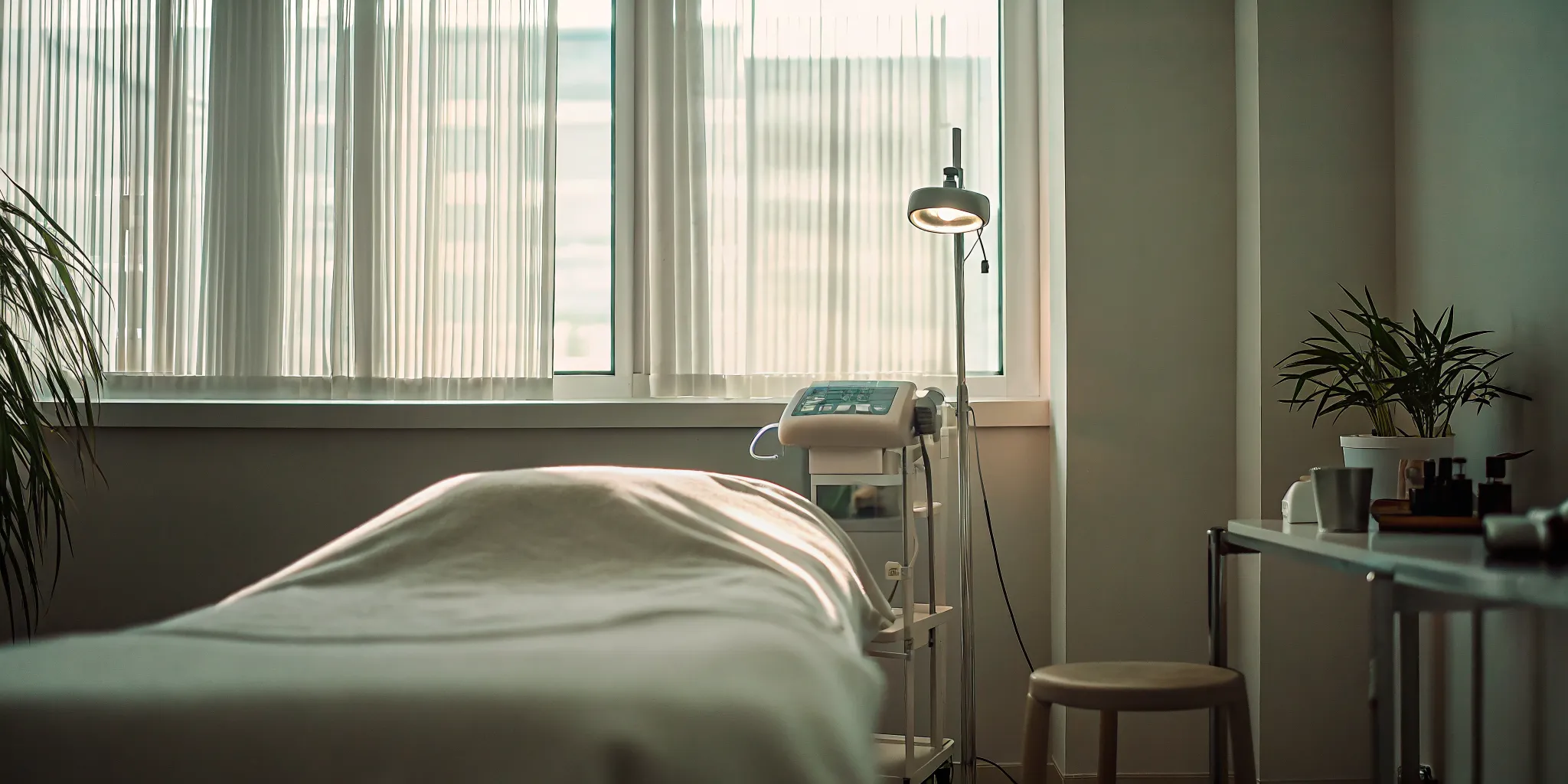 Medical detox room with comfortable bed and monitoring equipment
